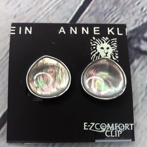 Anne Klein silver tone tear drop iridescent shiny